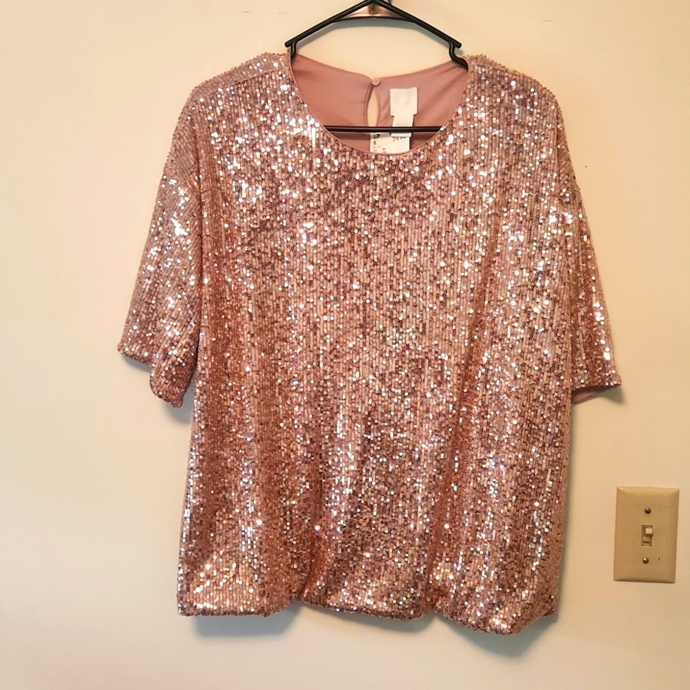 Rose gold sequin shirt
